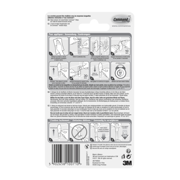 Lot De 2 Crochets Résistant À L'eau Glacé, Command, Blanc 1.3 Kg