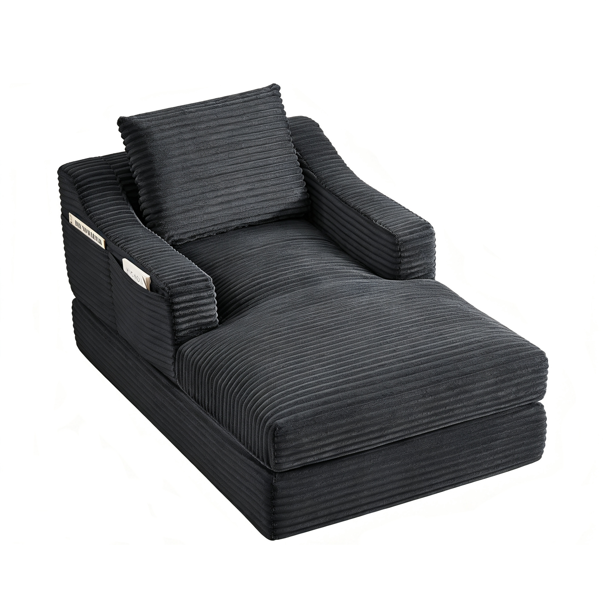 Fauteuil convertible gris sur fond blanc