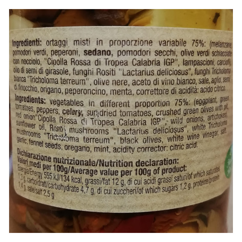Antipasti Calabrais Avec Légumes 280 Gr DELIZIE DI CALABRIA