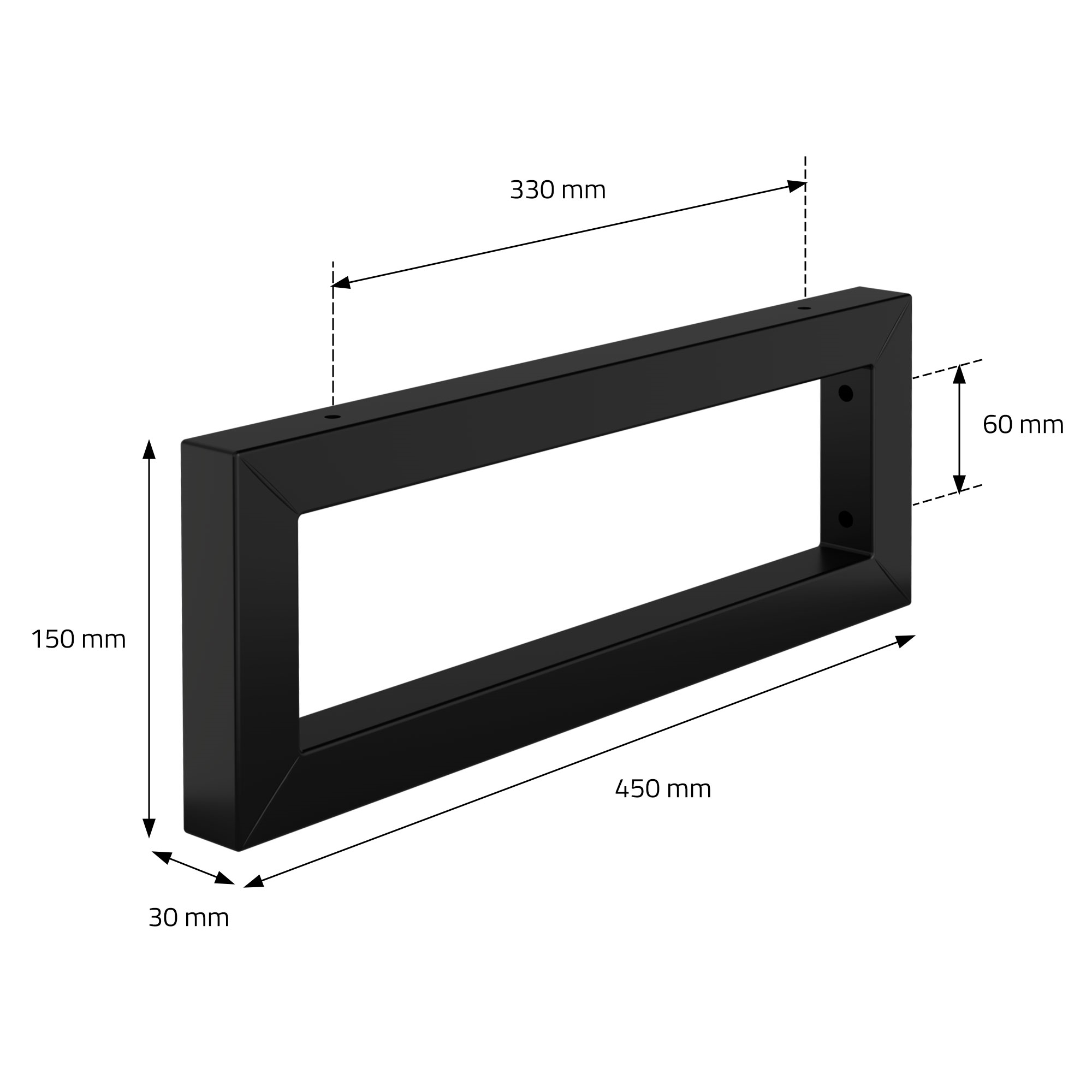 Set De 2x Consoles Murales Support D'étagères En Acier Noir Mat 450x150x30 Mm