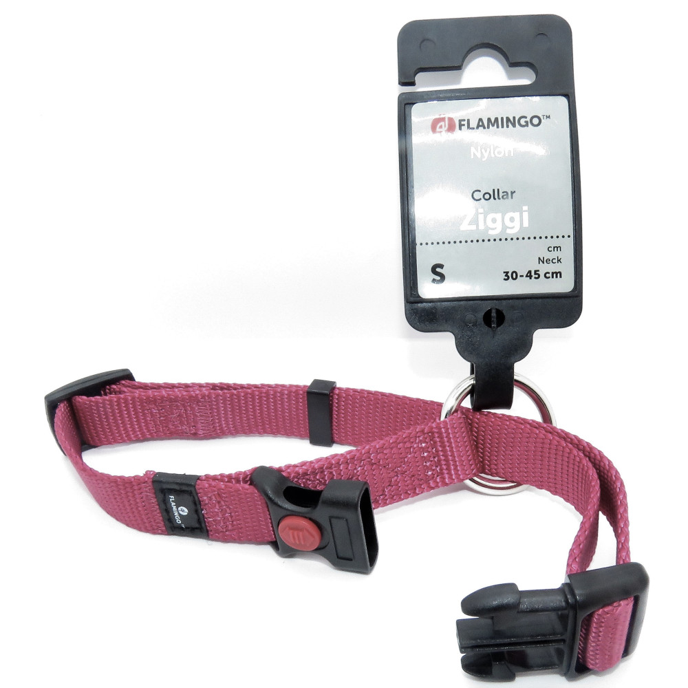 Collier Ziggi Rouge Cerise  30 -45 Cm. 15 Mm . Taille S.  Pour Chien. Flamingo P
