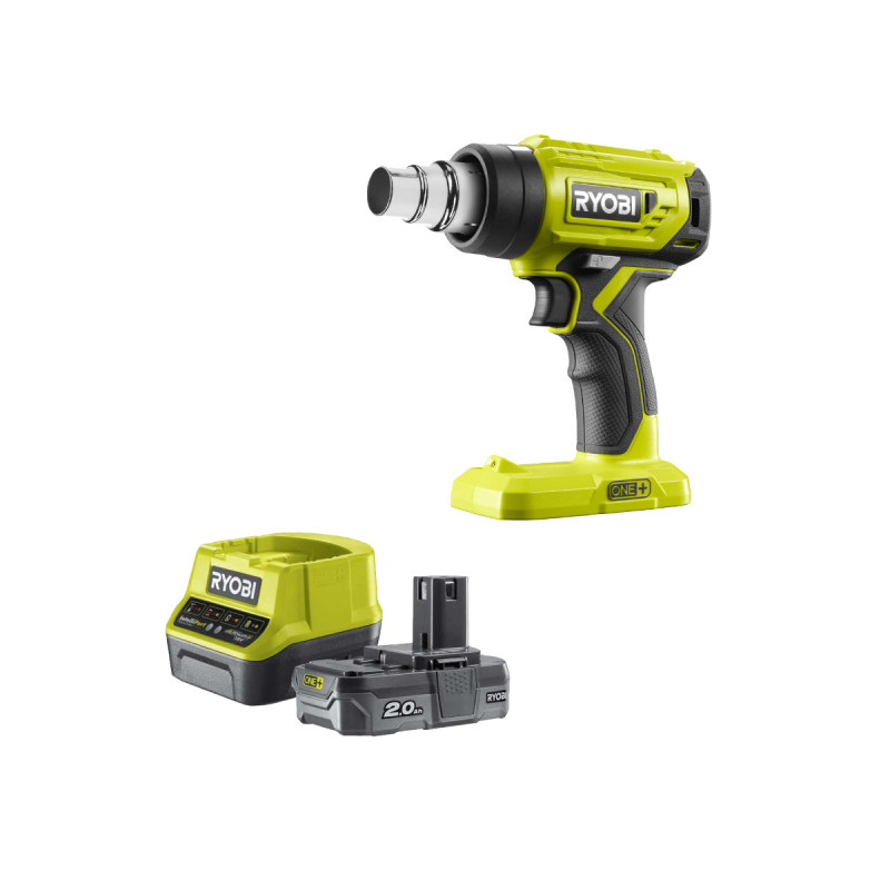 Pack Ryobi Pistolet À Air Chaud 18v R18hg-0 - 1 Batterie 2.0ah - 1 Chargeur Rapide R