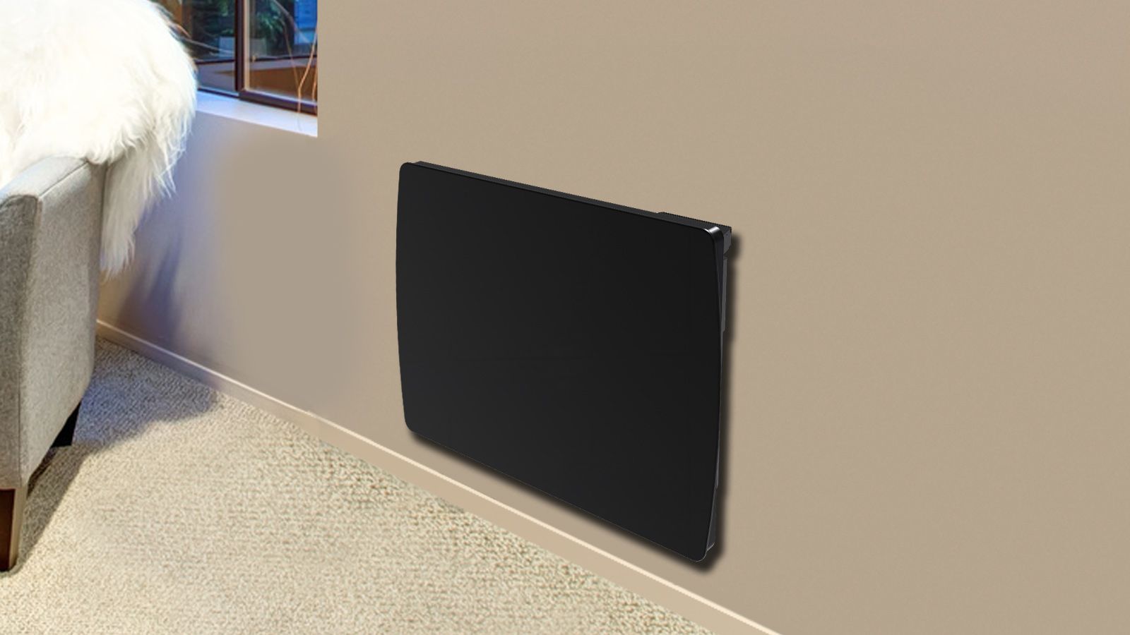 Radiateur À Inertie Céramique Verre Noir Lcd 1000w