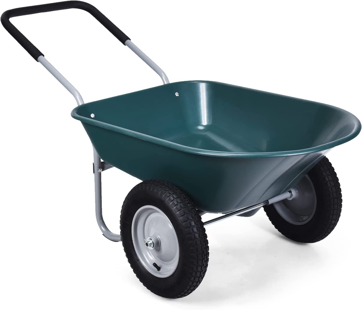 Brouette De Jardin 2 Roues Pneus Pneumatiques Ø35cm 141l Charge Max 150kg Résistante