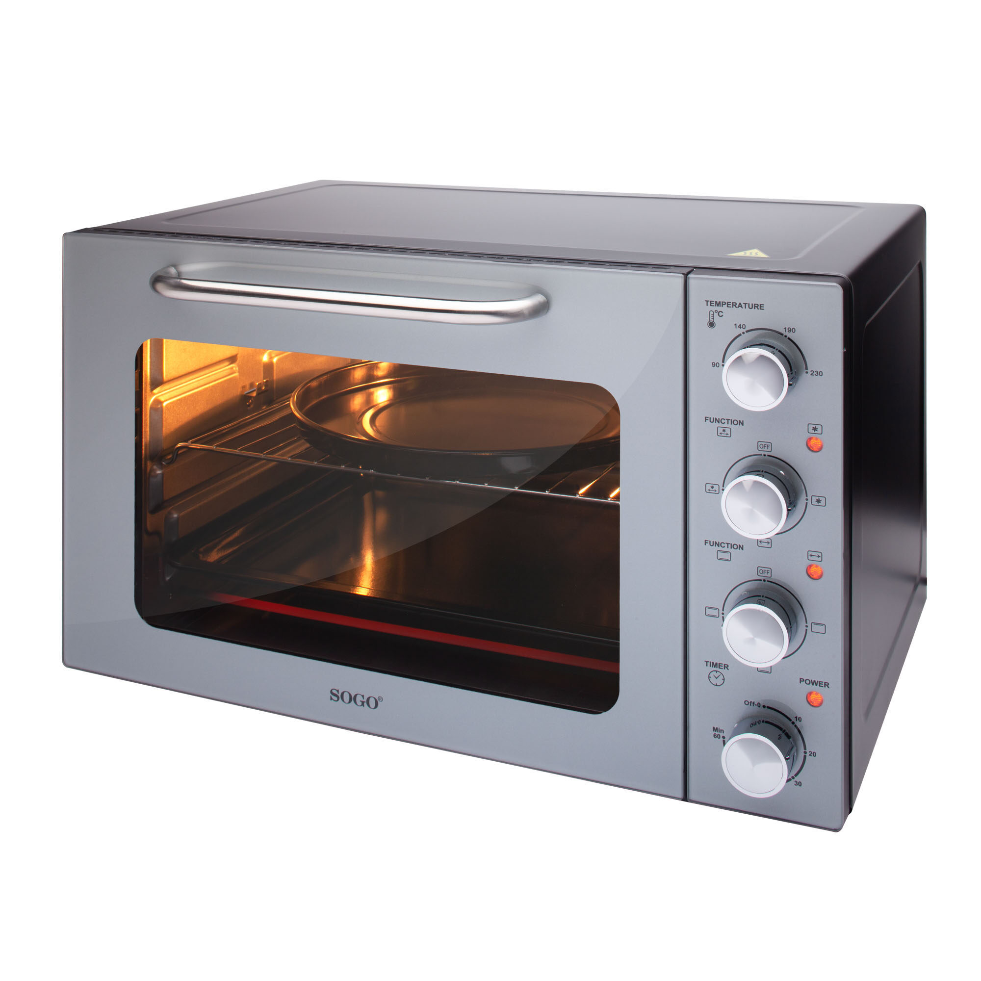 Image of SOGO Forno a Convezione 48L – Ventilato con Girarrosto, Grill, 6 Funzioni di Cottura, Timer 60 Min, Porta Doppio Vetro