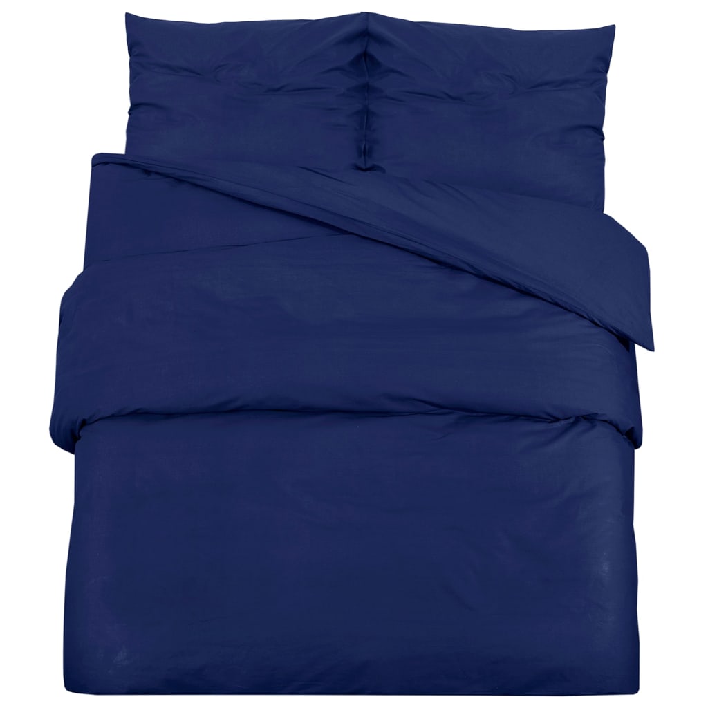 Ensemble De Housse De Couette Bleu Marine 200x200 Cm Coton
