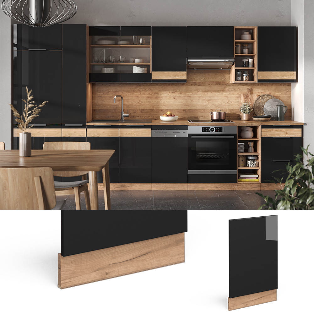 Façade Fame-line Chêne Noir Brillant 45cm , Pt Chêne Vicco