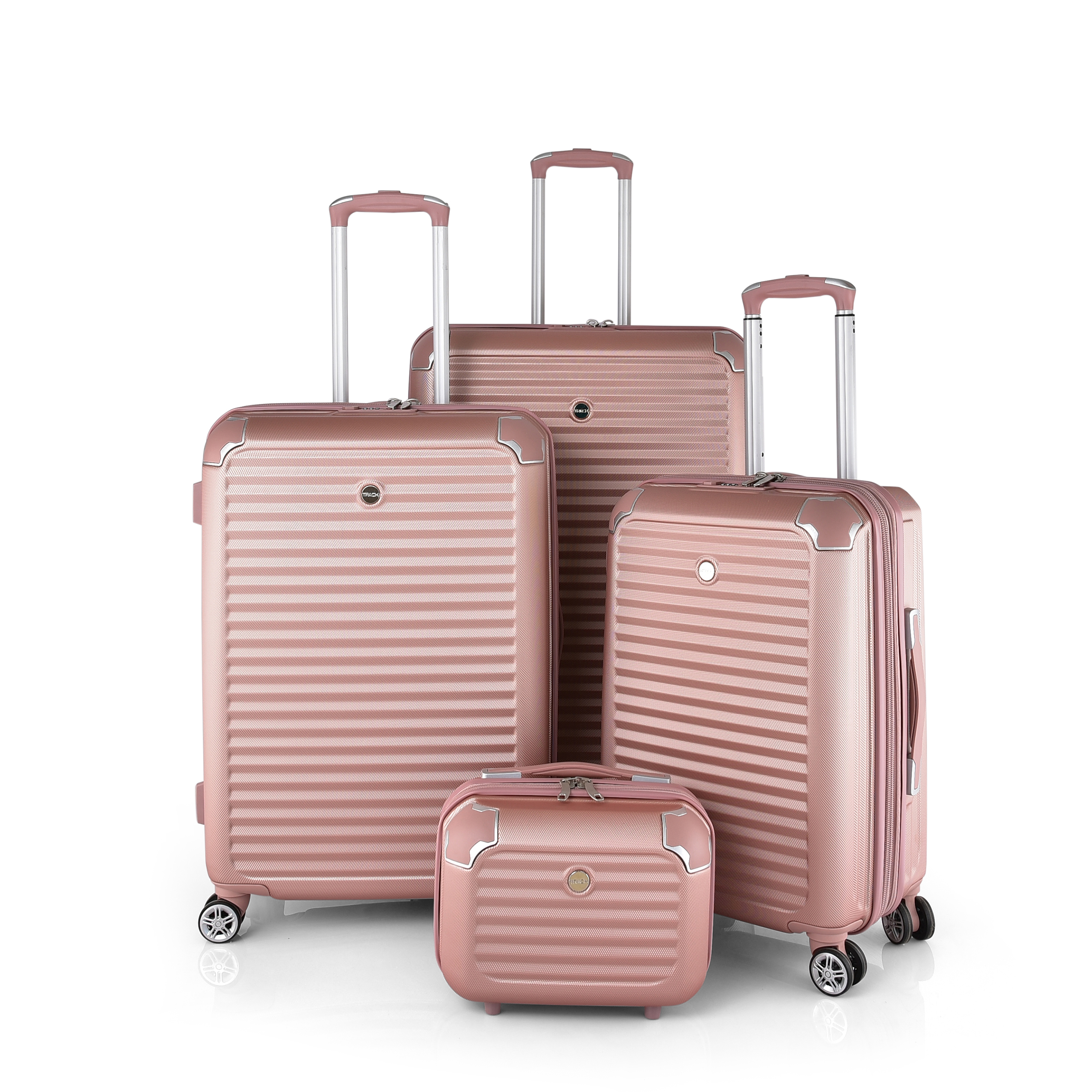 Track Luggage Set (16"/20"/24"/28"),4 Pieces,Pink