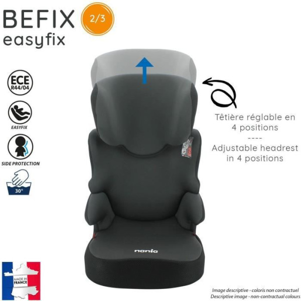 Siege Auto Rehausseur Nania Befix - Isofix - Groupe 2/3 (15-36kg) - Avec Dossier -tet