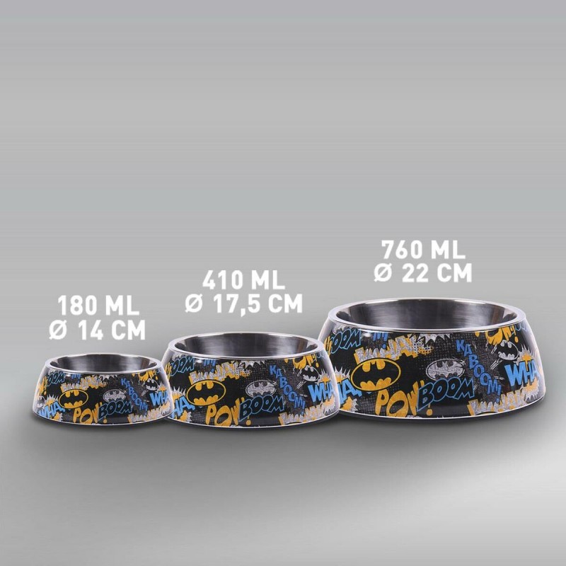 Mangeoire Pour Chiens Batman Mélamine 180 Ml Noir Métal