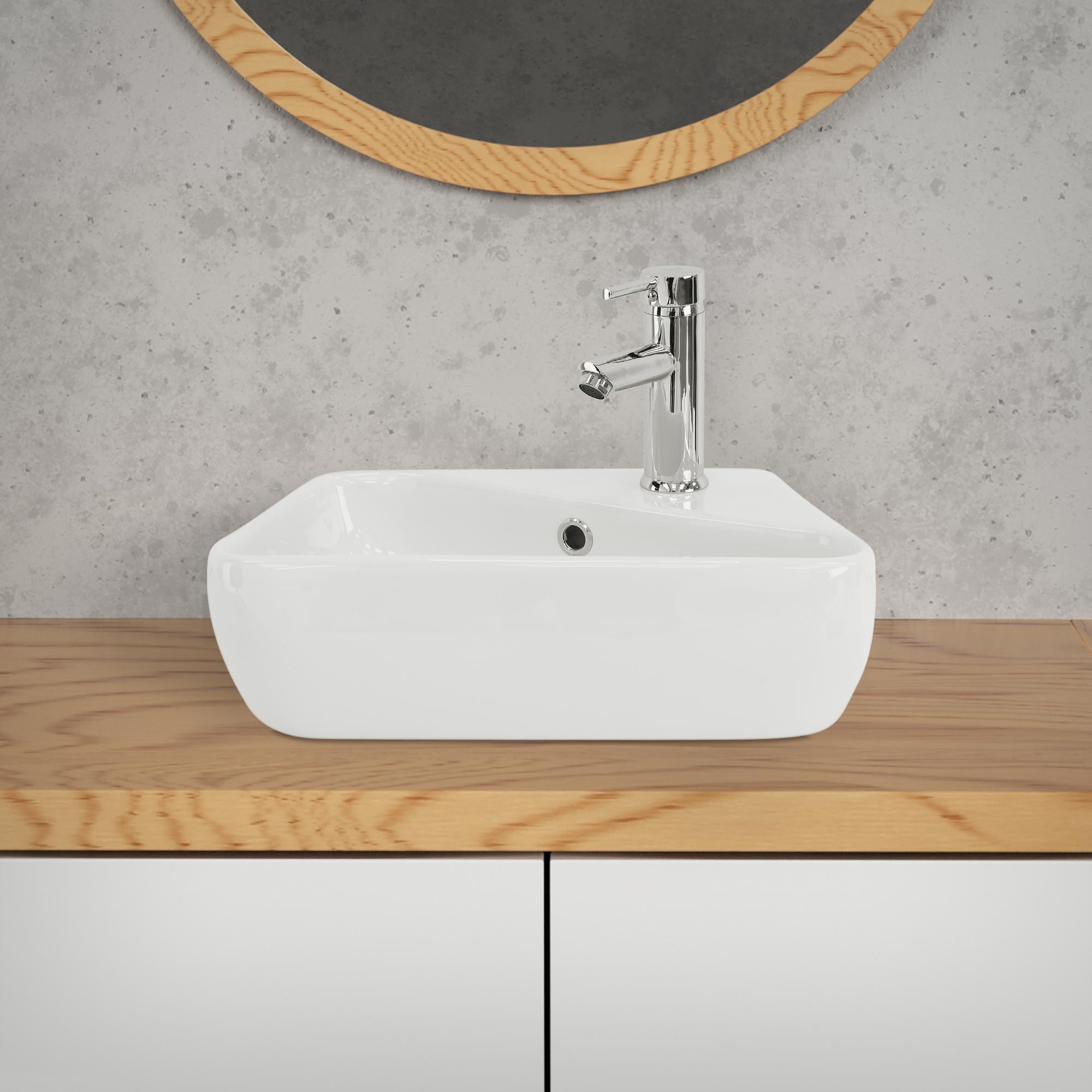Lavabo Angulaire Céramique Blanc Vasque À Poser Montage Mural 450x270x130 Mm