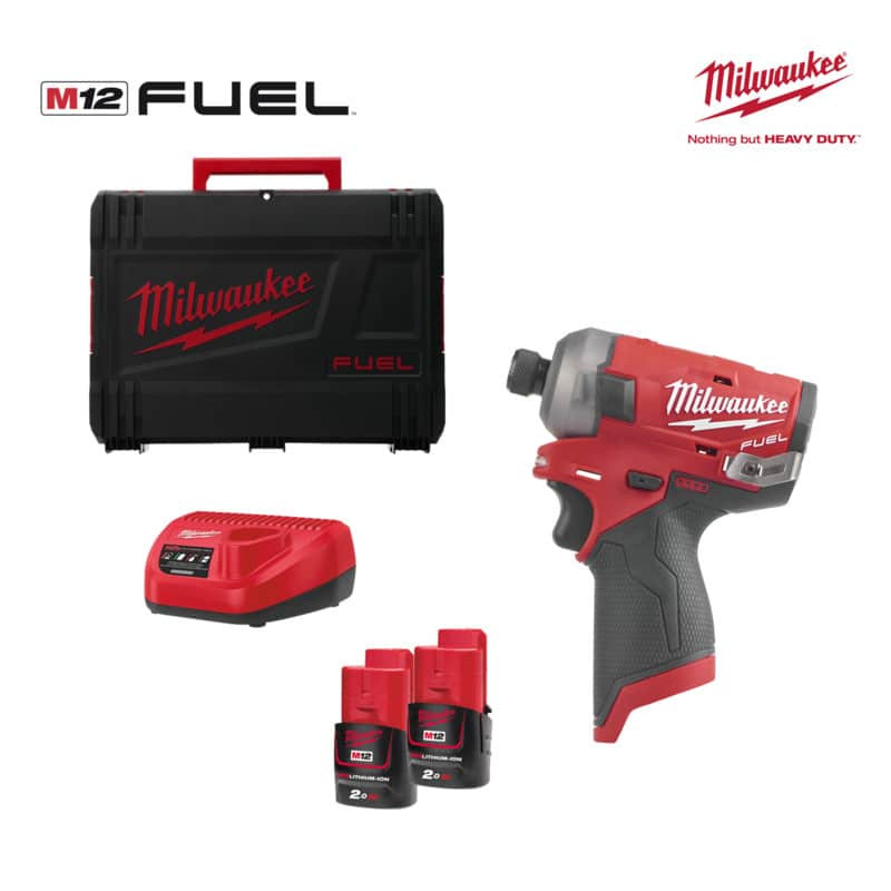 Visseuse À Choc Silencieuse Milwaukee Fuel M12 Fqid-202x - 2 Batteries 12v 2.0 Ah -