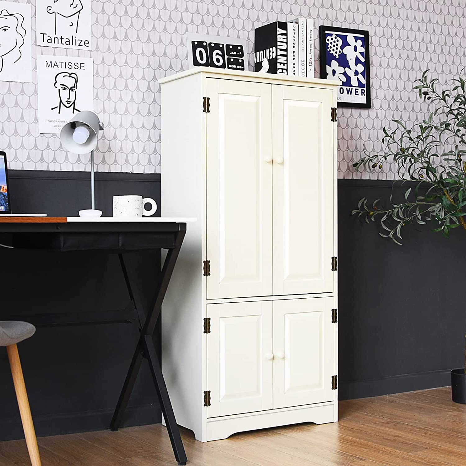 Costway Armoire De Chambre En Bois De Style Vintage Pour Rangement