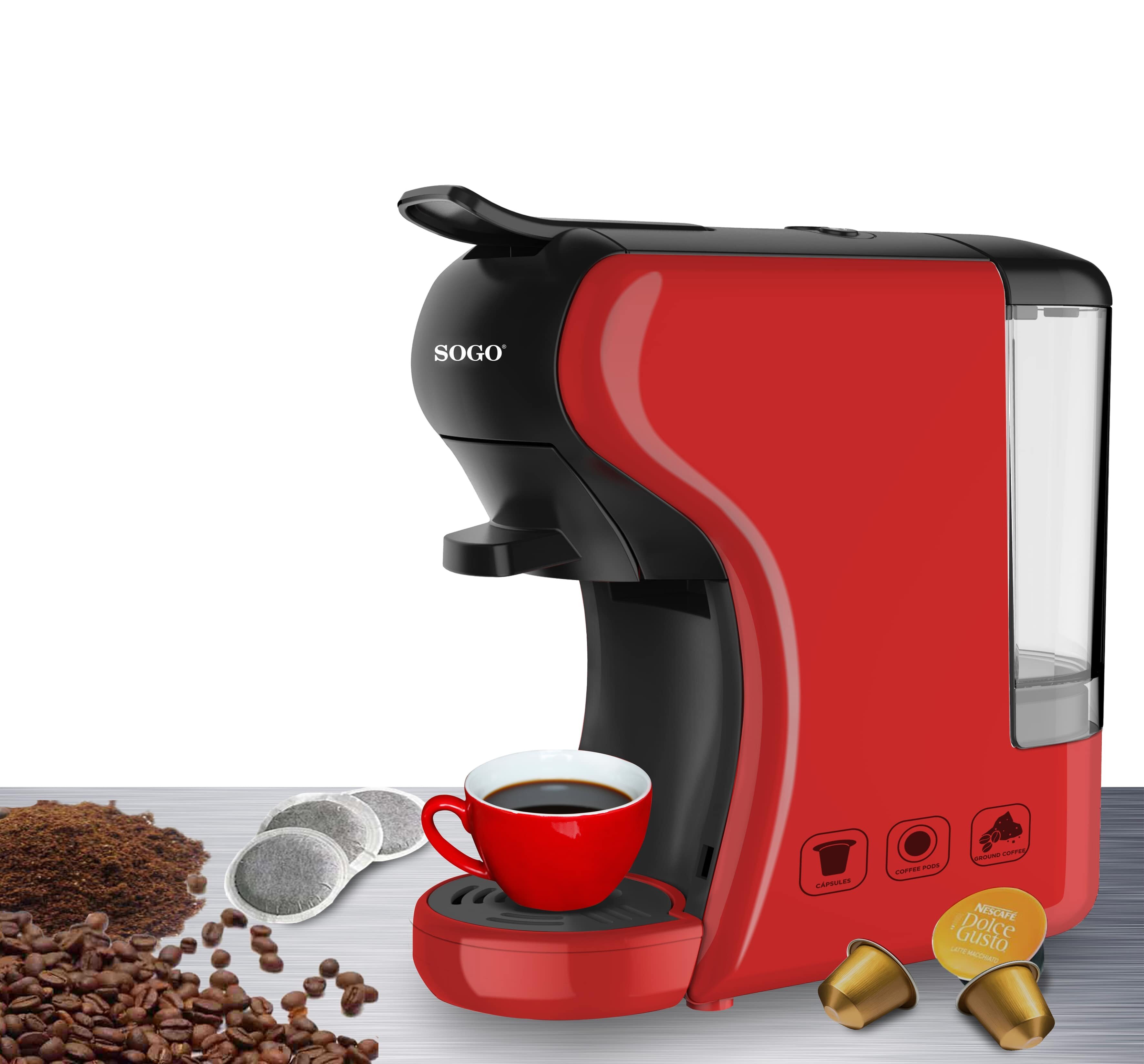 SOGO Caffettiera Multicapsula 3 in 1 - 0,6L - 19 Bar - Compatibile con Nespresso, Dolce Gusto, Cialde, Tè e Infusi - Macchina Espresso Compatta
