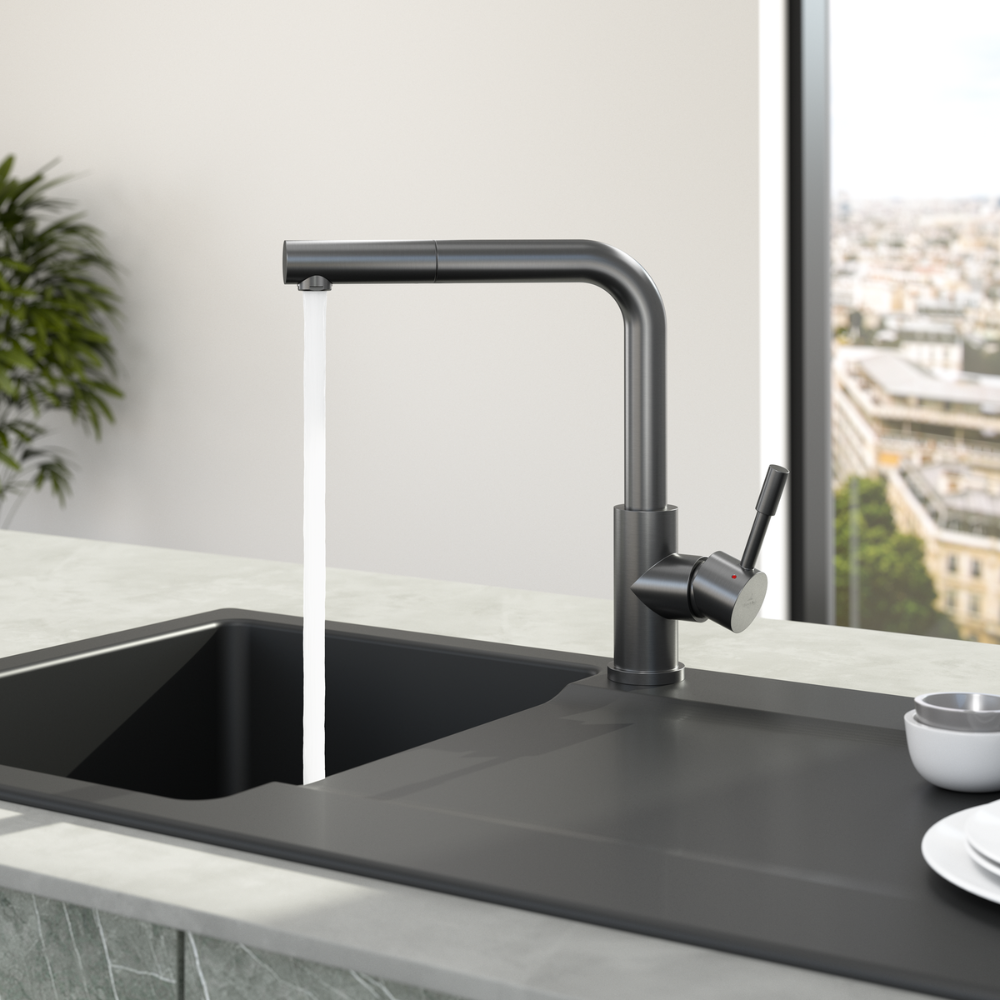 Robinet Cuisine Villeroy Et Boch Steel Shower Anthracite + Nettoyant