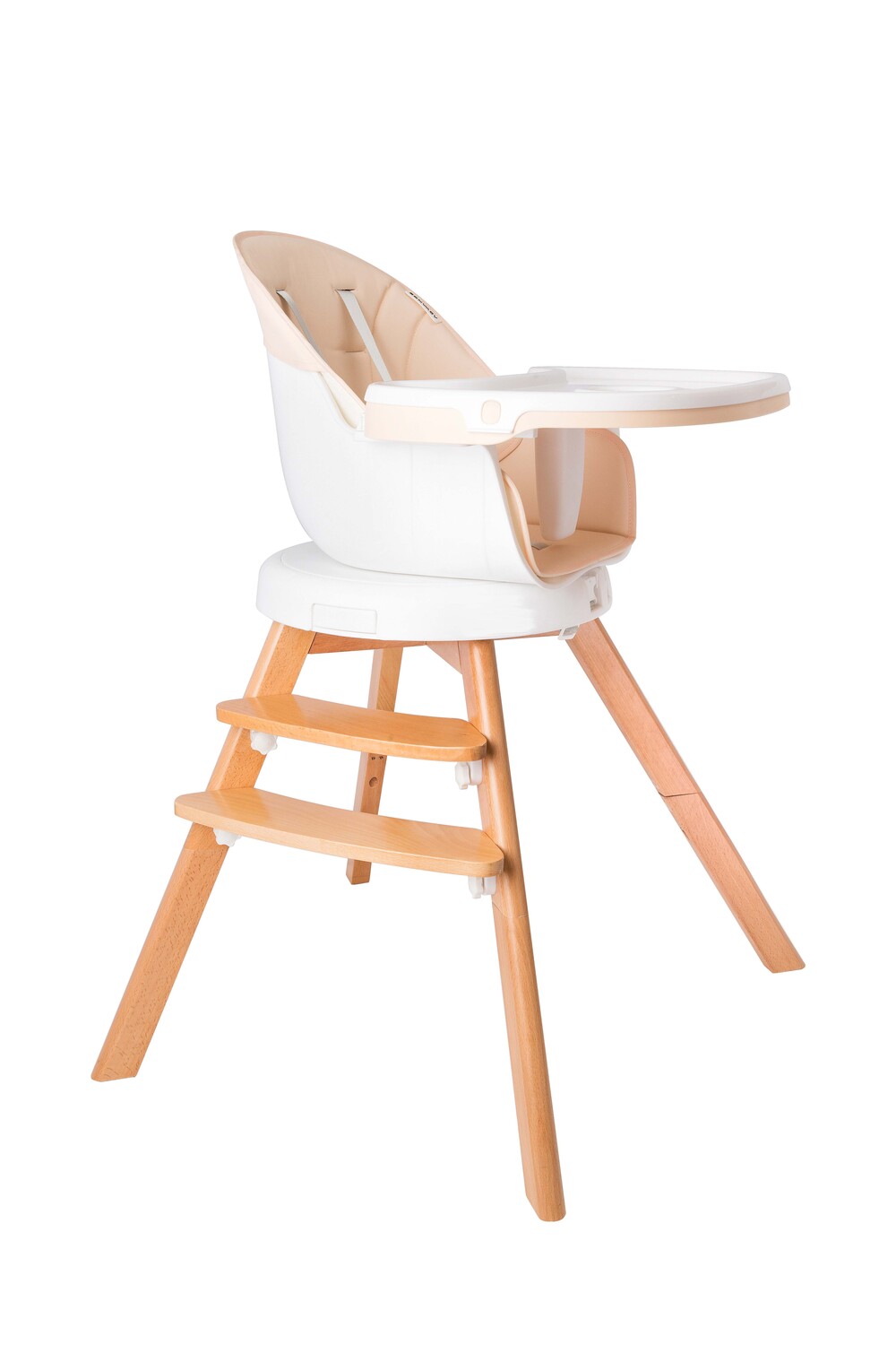Honorbb Chaise Haute I-chair Beige Évolutive 2 En 1 - 6-36 Mois - Avec Pieds En Bois