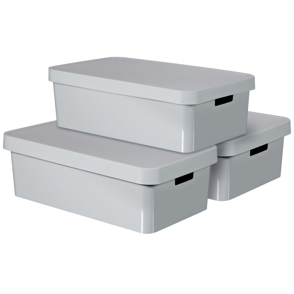 Curver Boîte De Rangement Infinity Et Couvercle 3 Pcs 30 L Gris 240681