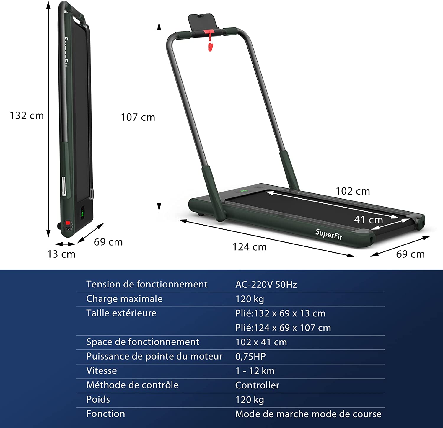 Tapis De Course Pliable 2 En 1/tapis Roulant Électrique Motorisé 1-12 Km/h Avec Application, Télécommande
