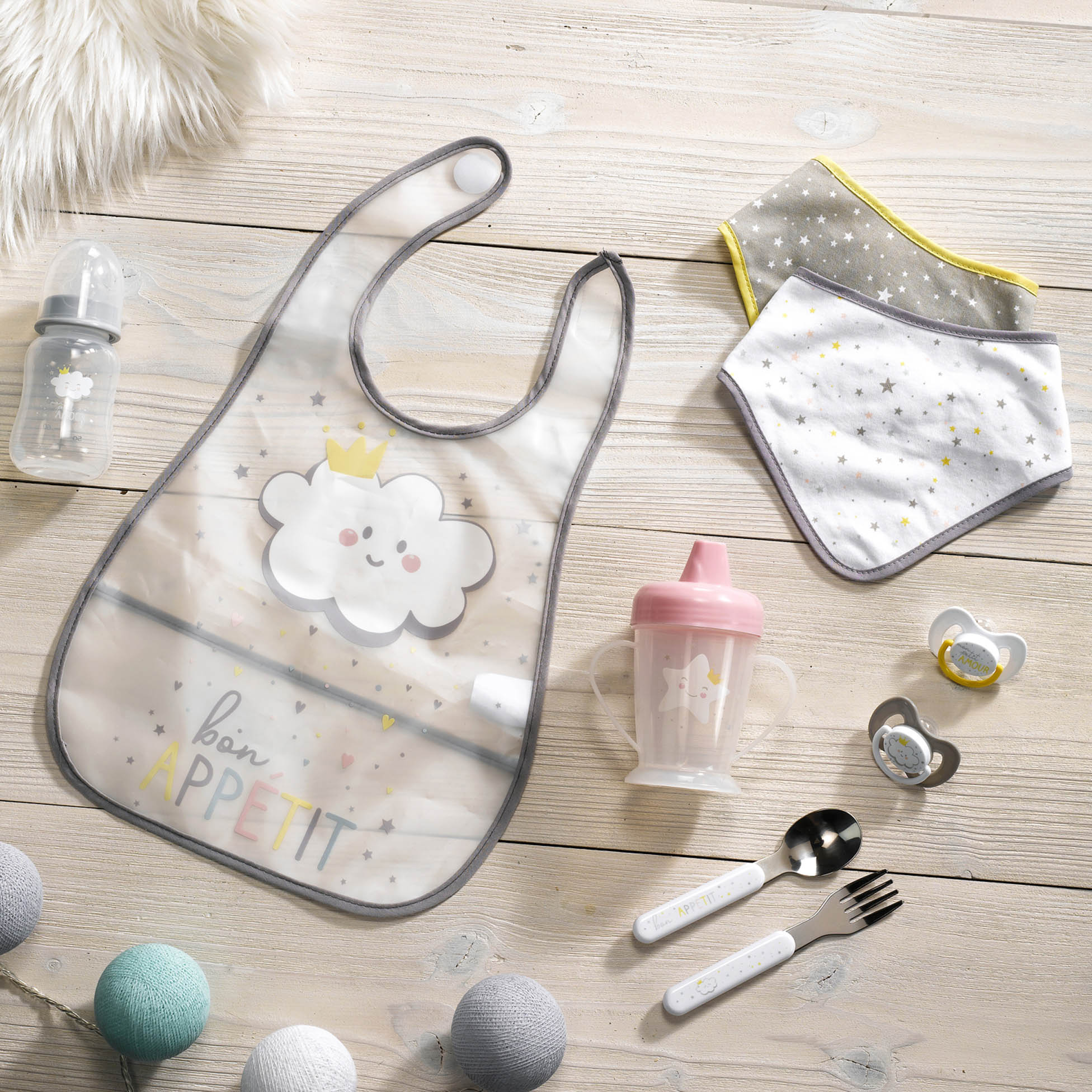 Bavoir Bebe Avec Recuperateur Nuage