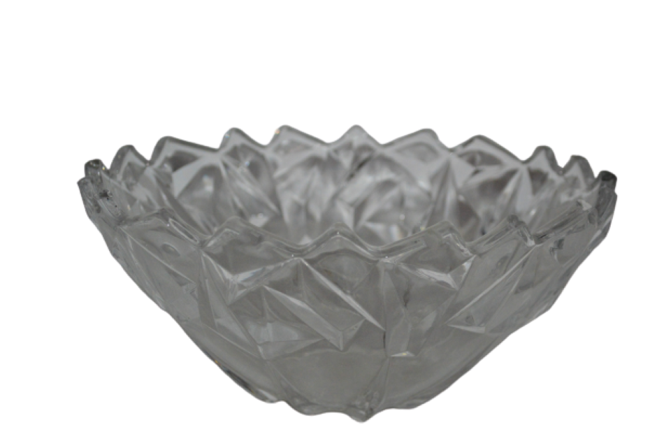 Bowl 24cm Glass Diamond Cut Clear RVT344