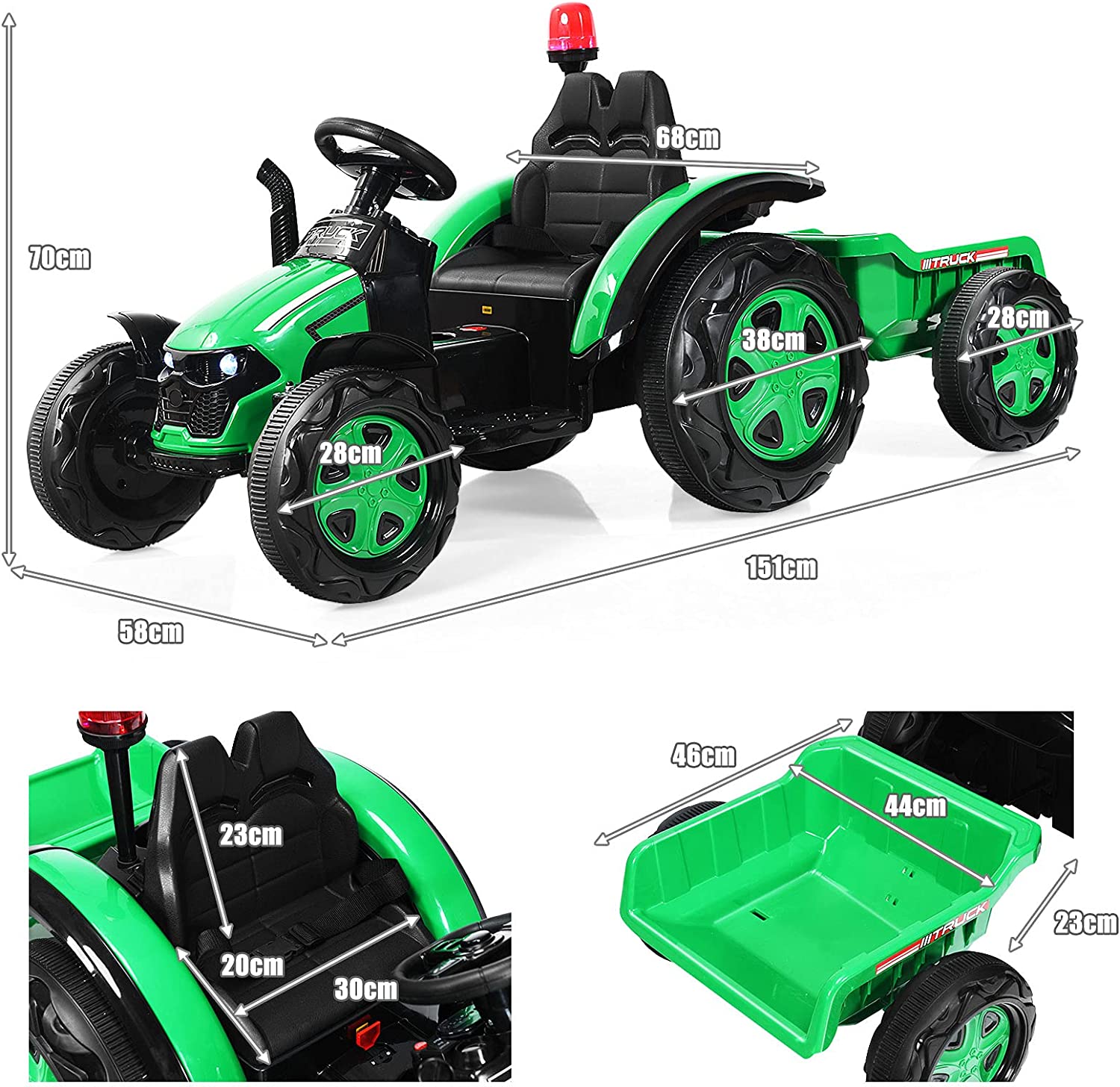 Tracteur Electrique Avec Télécommande 2.4g,12v 7ah, Vitesse : 3-8 Km/h