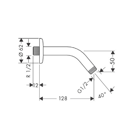 Bras De Douche 12,8cm Mural Chromé Hansgrohe