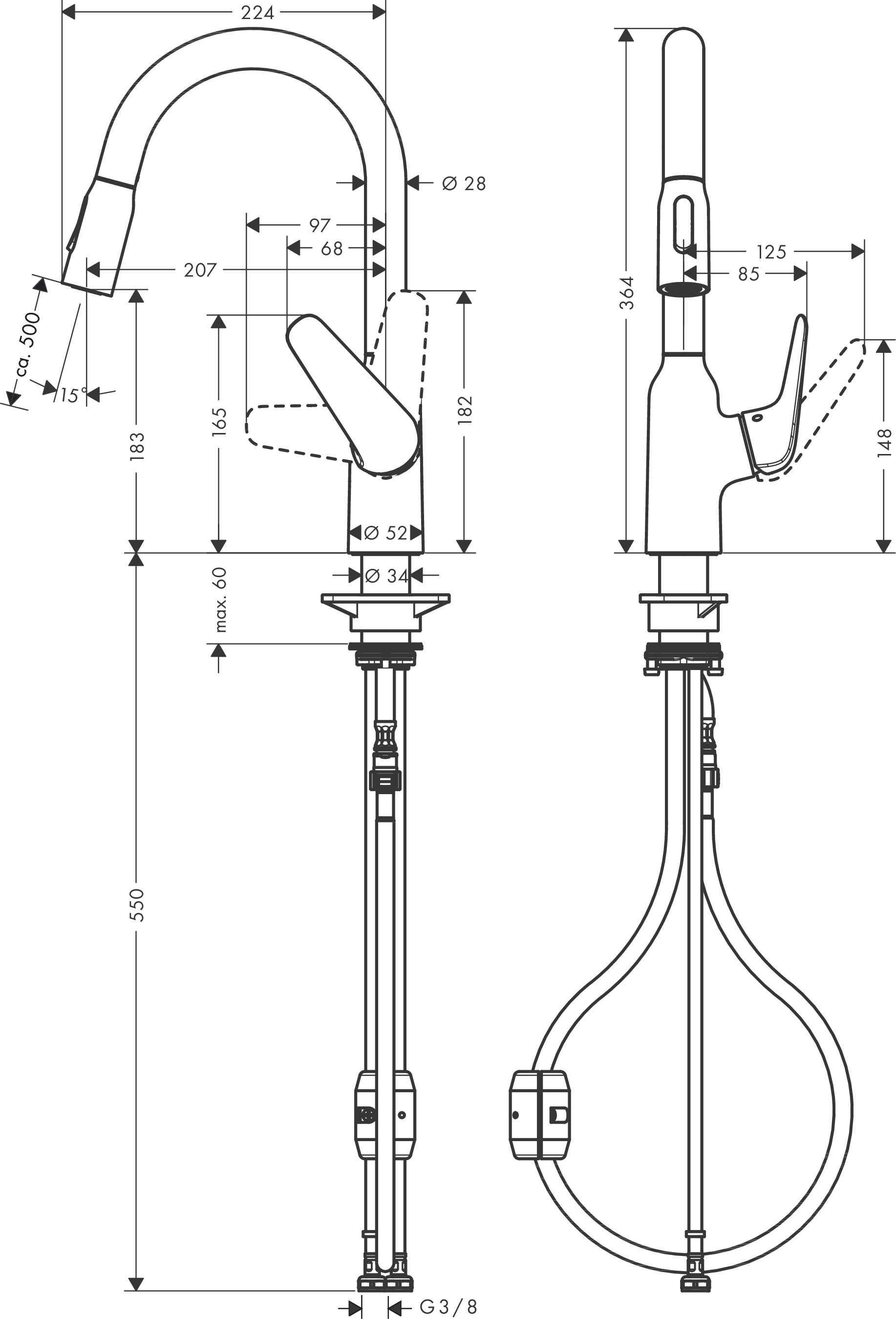 Mitigeur De Cuisine Focus M42 220 Avec Douchette Extractible 2 Jets Finition Chromé Hansgrohe