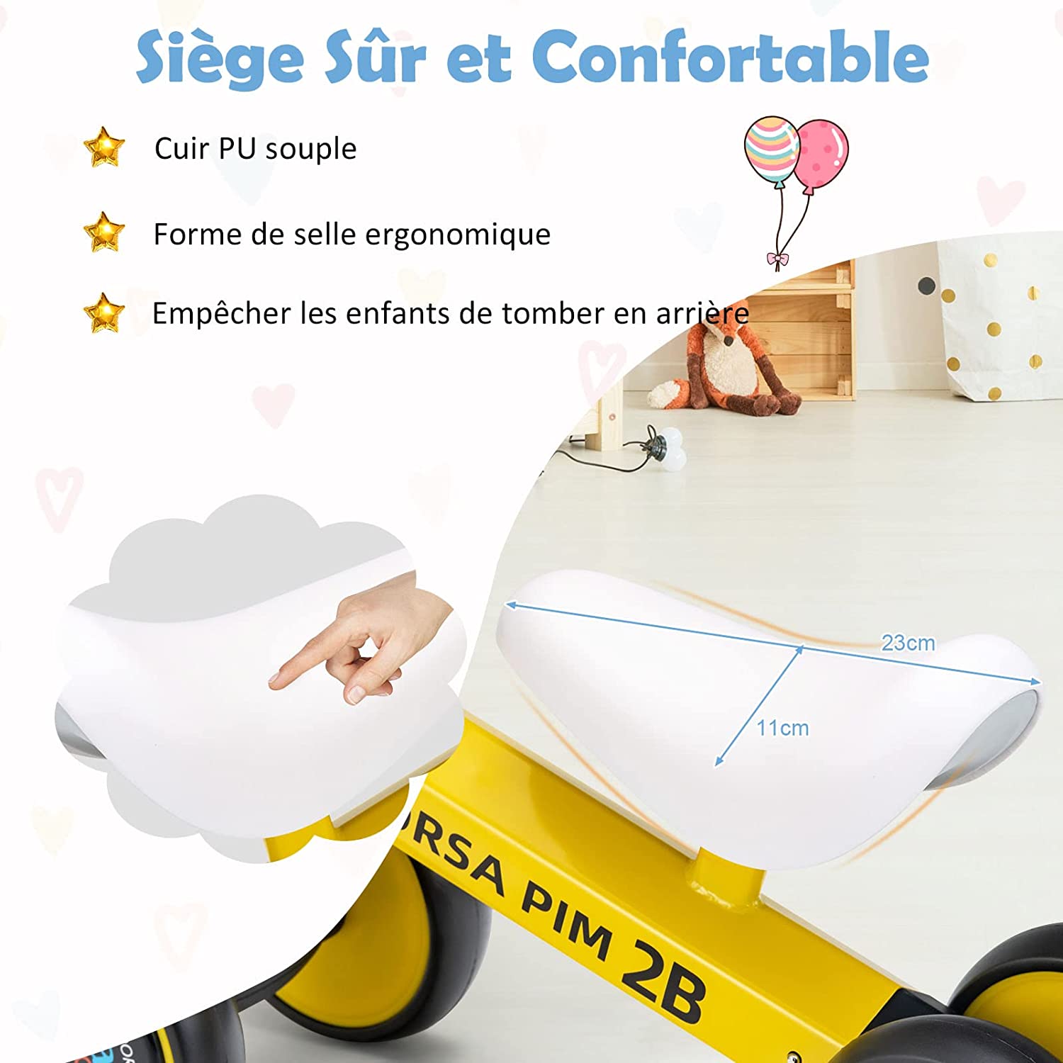 Draisienne Bébé 1 An Avec 4 Roues Silencieuses En Eva, Vélo D'équilibre Pour Bébé 12-36 Mois Avec Direction À 135°