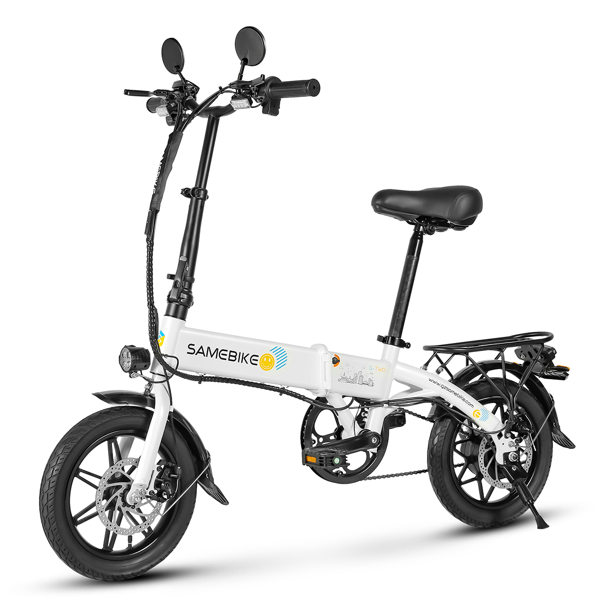 Vélo Électrique Portable Samebike Yinyu14, 350 W, 36 V, 7,8 Ah, 25 Km/h, Blanc