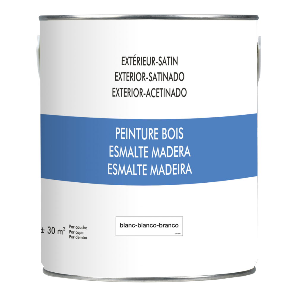 Peinture Bois Extérieur, Blanc Satiné 2.5 L