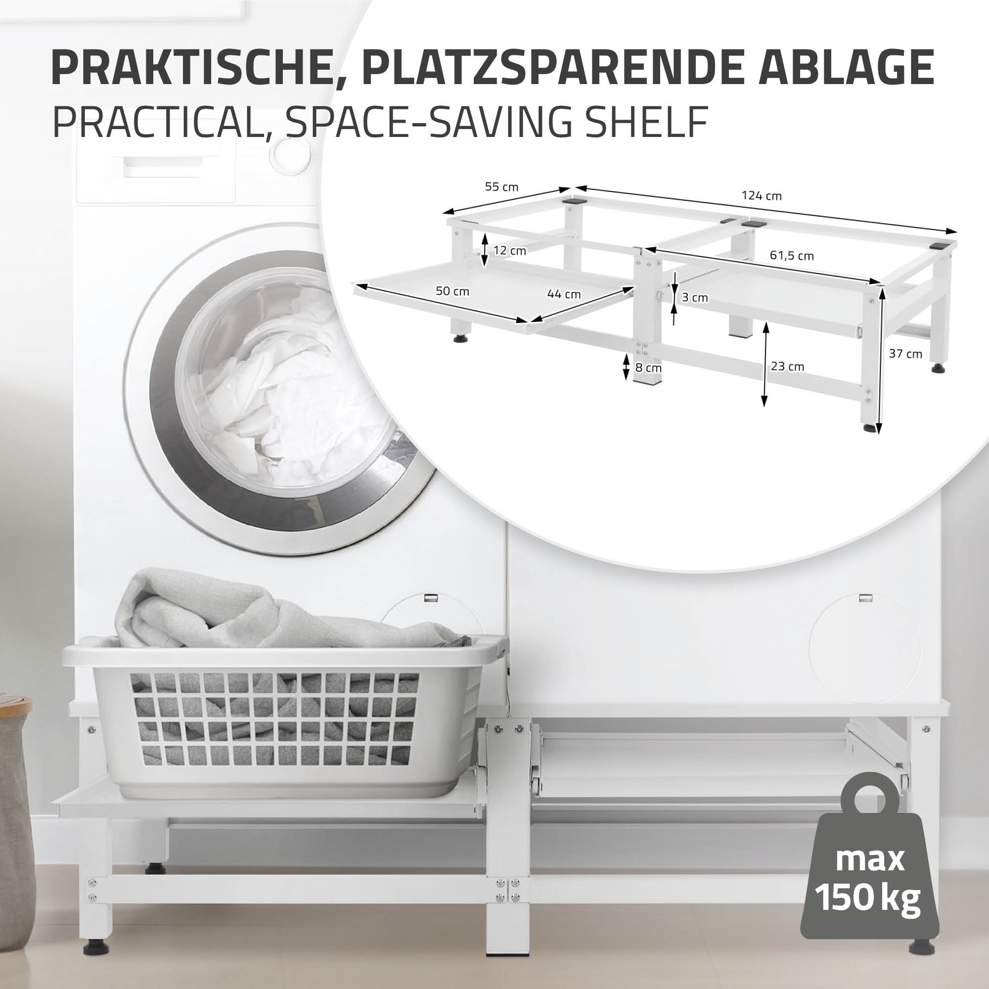 Socle Double Pour Machine à Laver Et Sèche-Linge – Noir – 150 Kg