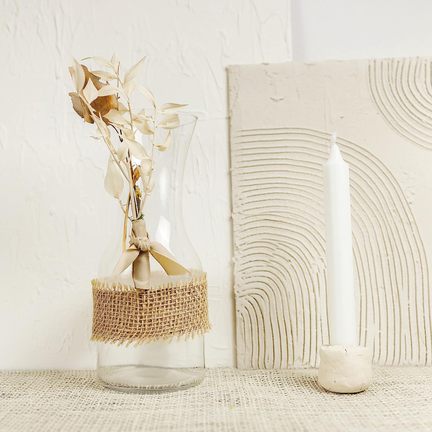 Creative Deco Lot De 2 Ruban Chemin De Table Toile De Jute | 5cm X 5m Beige | Décoration Mariage | Toile De Jute Rouleau