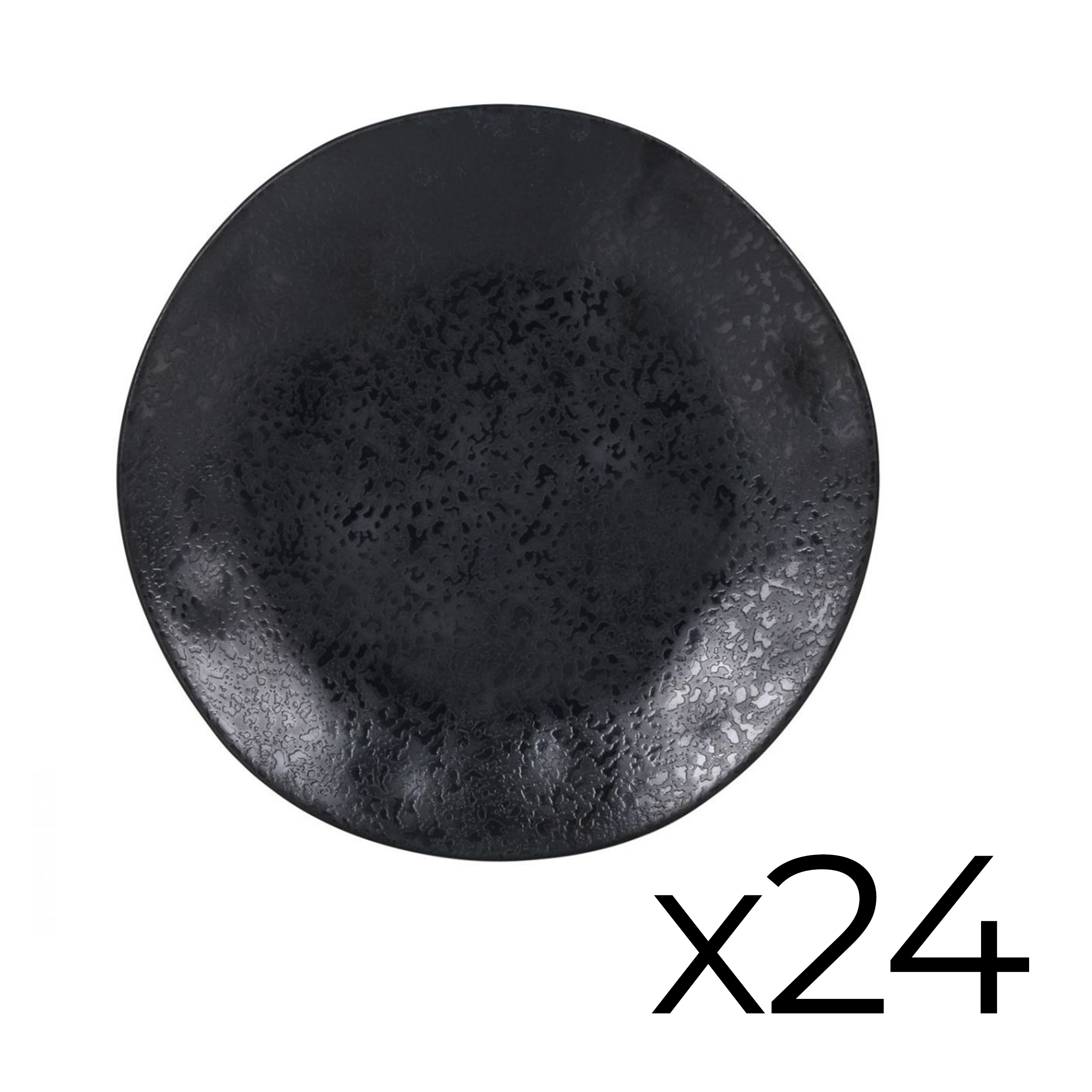 Lot De 24 Assiettes Dena De Présentation, Plat À Servir En Porcelaine Noir - D 24 X H 2 Cm