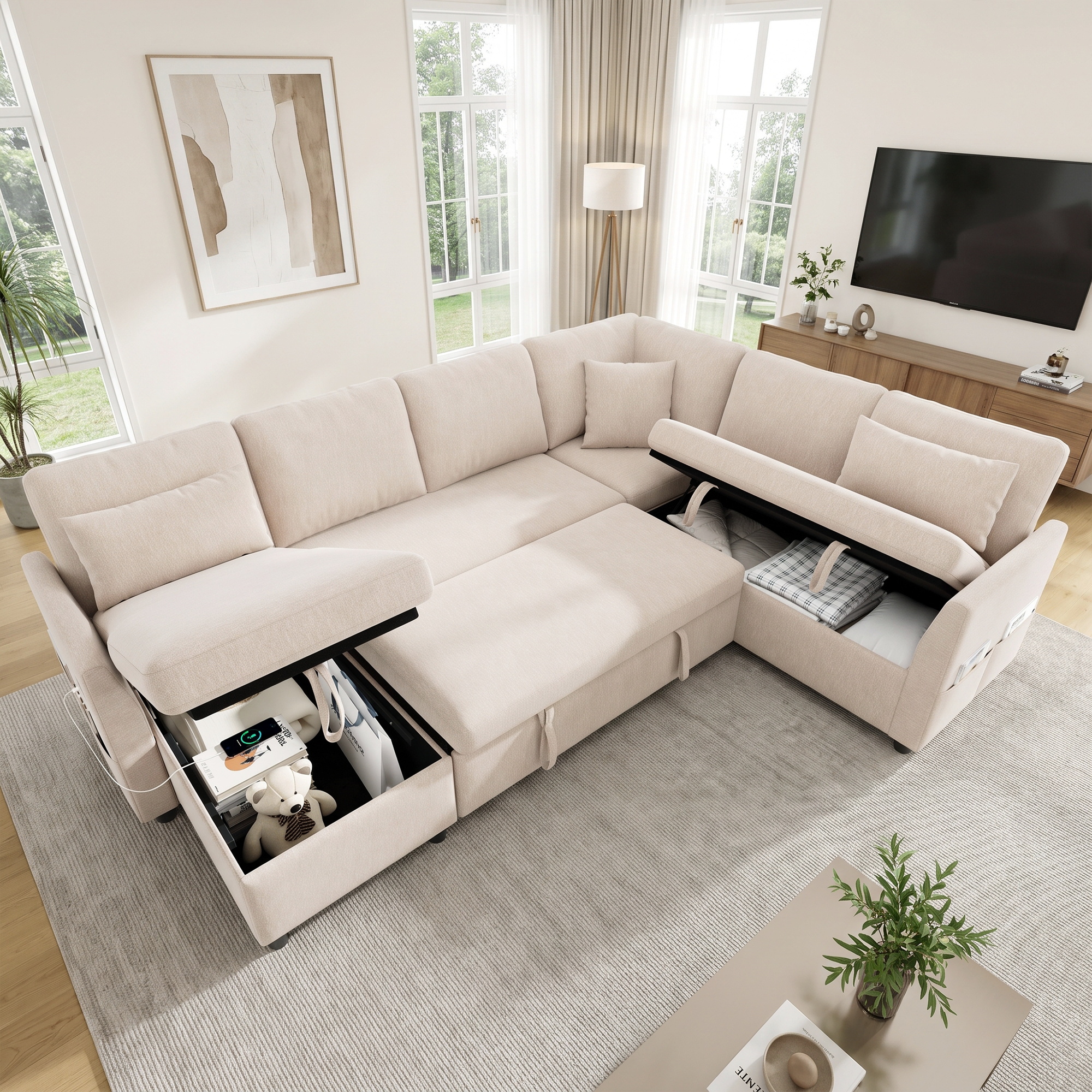 Canapé convertible modulable d’angle en L