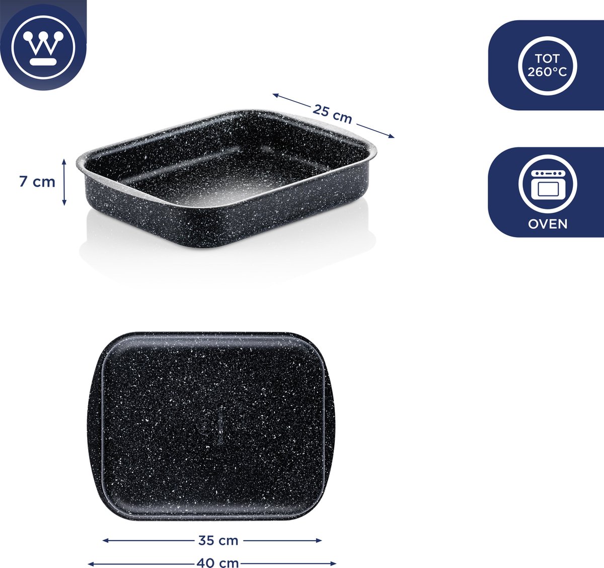 Westinghouse - Plat De Cuisson 35 Cm - Antiadhésive - Marbre Noir