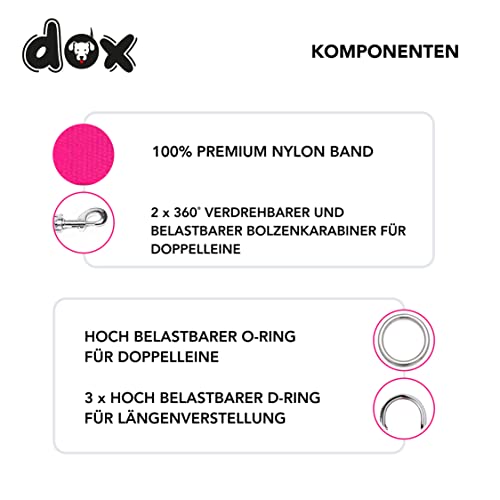 Ddoxx Laisse Chien En Nylon, Réglable Dans 3 Longueurs- Laisse Pour Chiens Grands Et Petits - Laisse Double Pour 2 Chien