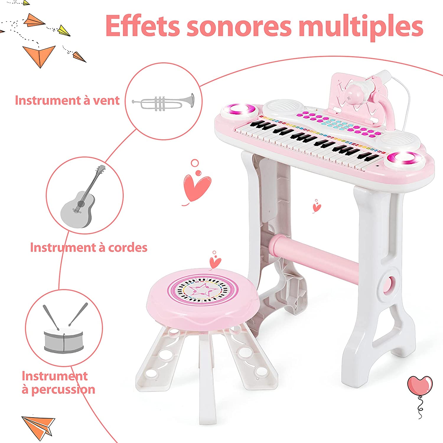 Clavier Electronique Piano Pour Enfants 37 Touches-4 Effets De Percussion-8 Instruments
