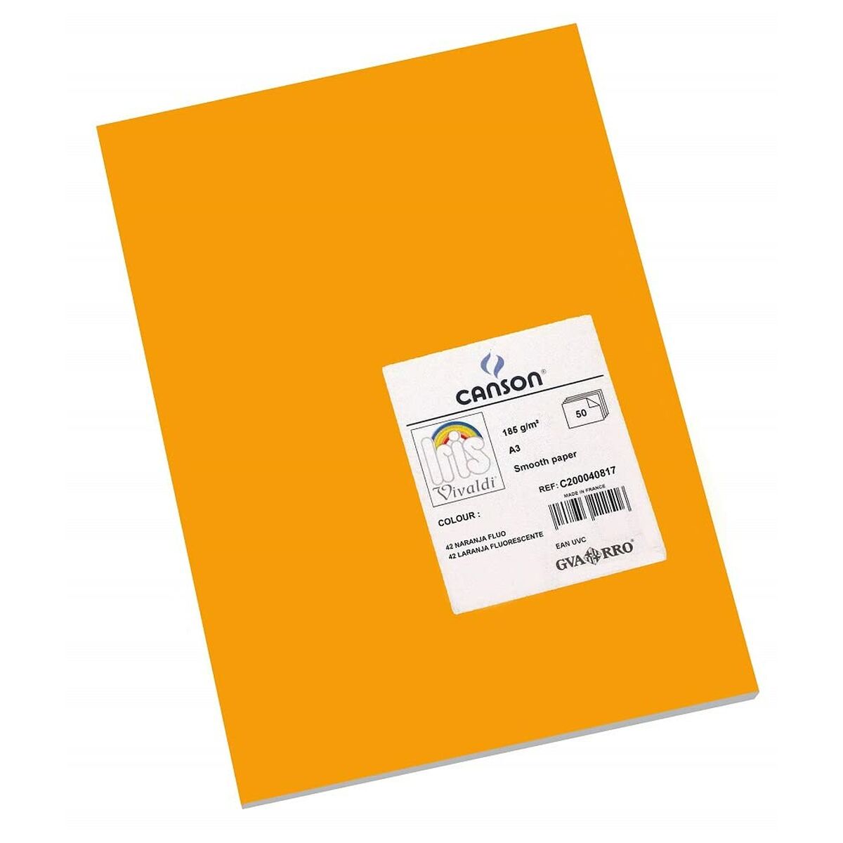 Papiers Carton Iris Fluor 29,7 X 42 Cm Orange 185 G (50 Unités)