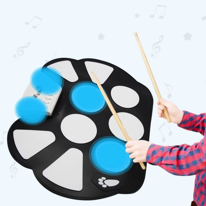 Costway Batterie Electronique Portable,roll Up Tambour Pliable Avec 10 Pads