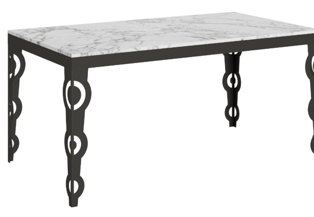 Table Rectangulaire Extensible Orientale 6 À 20 Personnes L 160 À 420 Cm Blanc Eff...