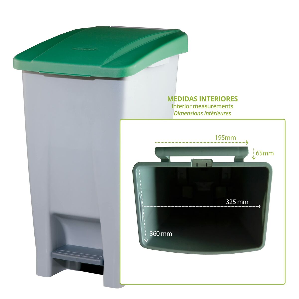 Poubelle Recyclage Denox Vert 60 L (38 X 49 X 70 Cm)