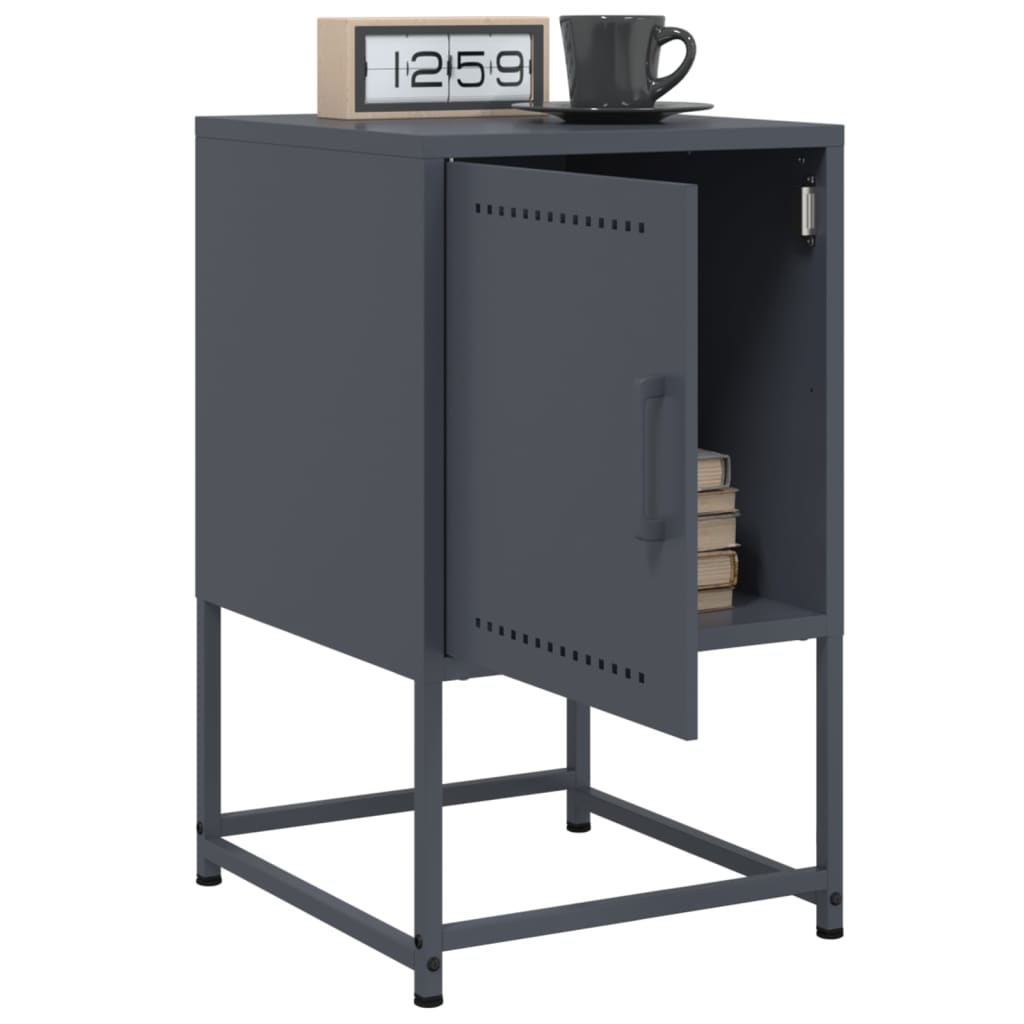 Tables De Chevet | Tables De Nuit | Tables D'appoint 2 Pcs Anthracite 36x39x60,5 Cm Acier