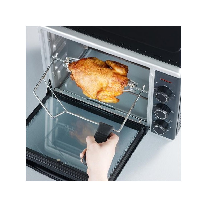 Severin Mini-four 30l, Noir/argent 1600w 30 L Chaleur Tournante Et Tournebroche