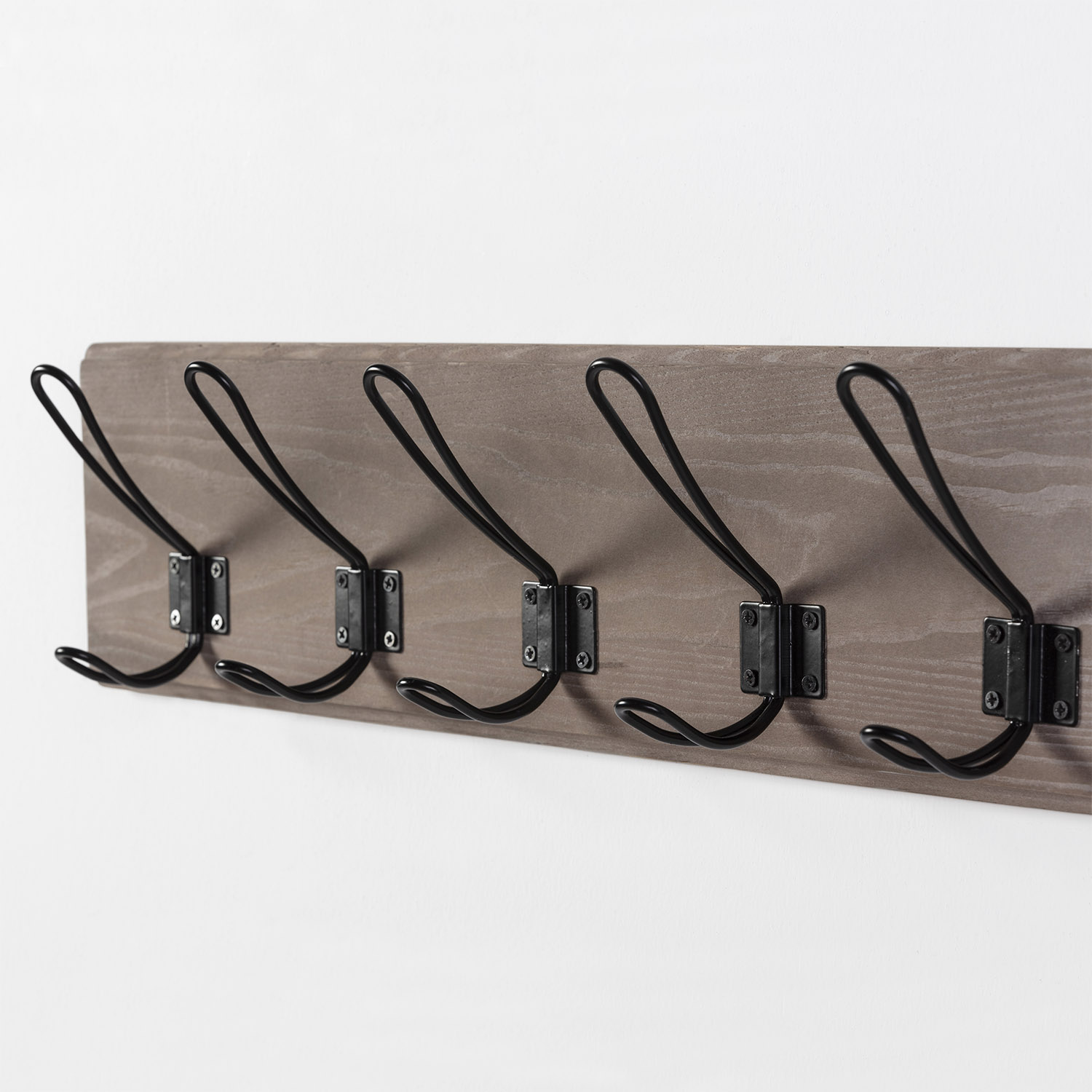 Porte-manteau Mural Xica En Bois Gris, 5 Crochets