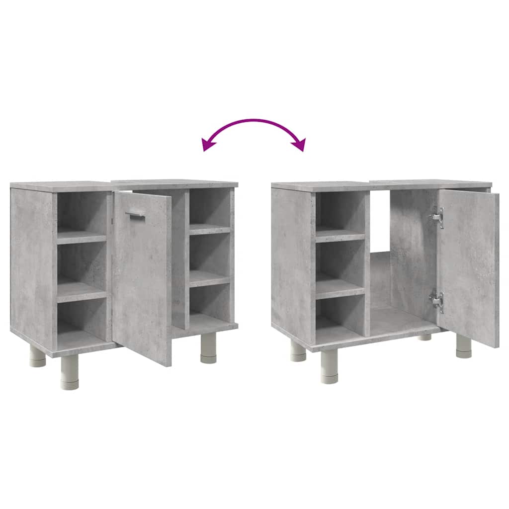 Armoire De Salle De Bain | Armoire De Toilette | Meuble De Rangement Gris Béton 60x32x53,5 Cm Aggloméré