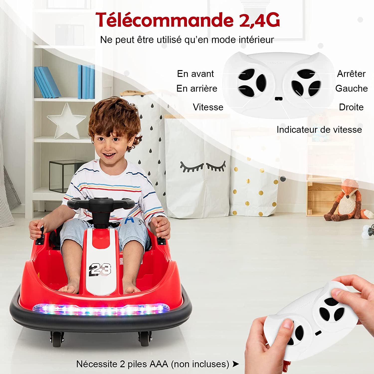 GOPLUS Auto-Tamponneuse Électrique Enfants GO-Kart Karting 12V avec 2 GOPLUS Auto-Tamponneuse Électrique Enfants GO-Kart Karting 12V avec 2