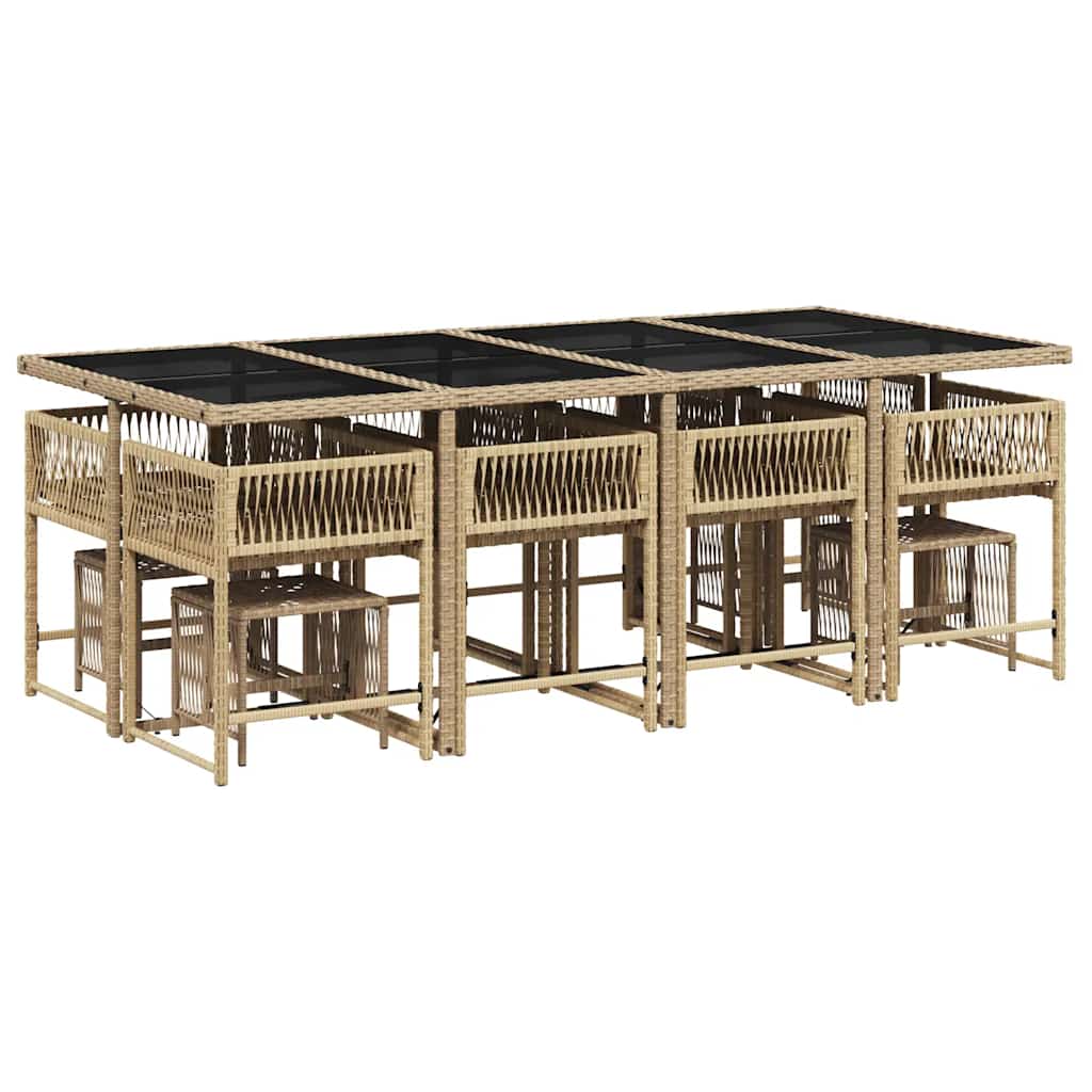 Ensemble À Manger De Jardin Et Coussins 13 Pièces Beige
