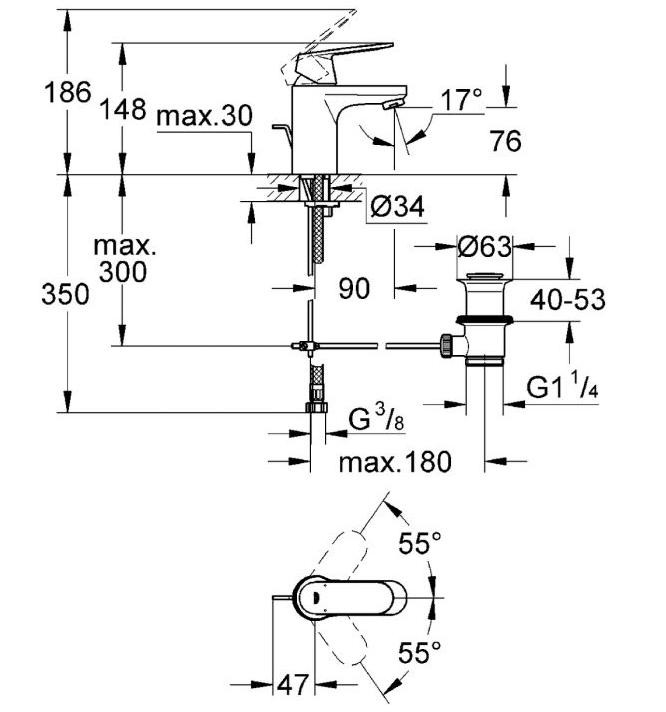 Mitigeur Lavabo Eurosmart Cosmopolitan Economie D'eau Grohe