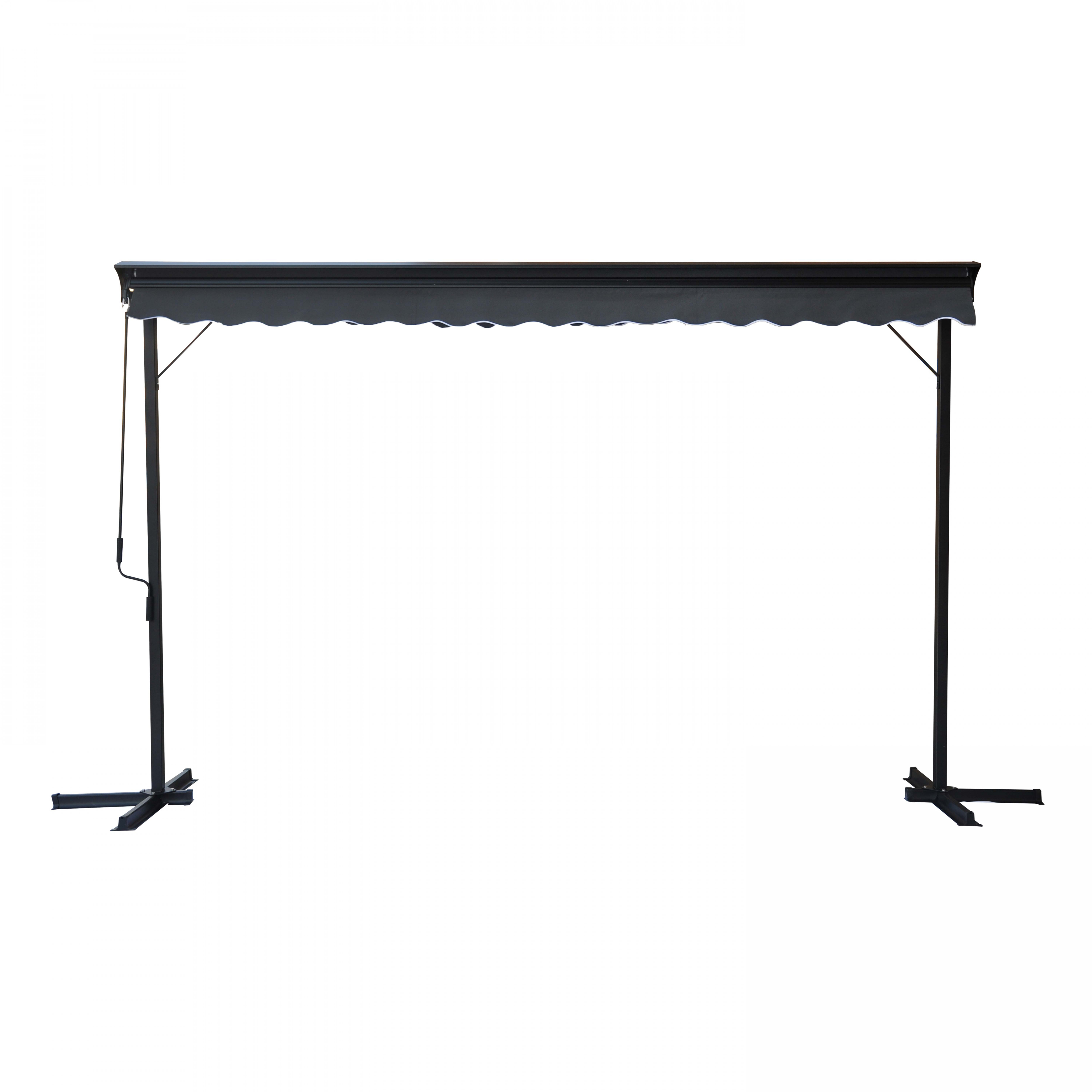 Store Mobile Électrique Double Pente 3 X 4m Aluminium Anthracite