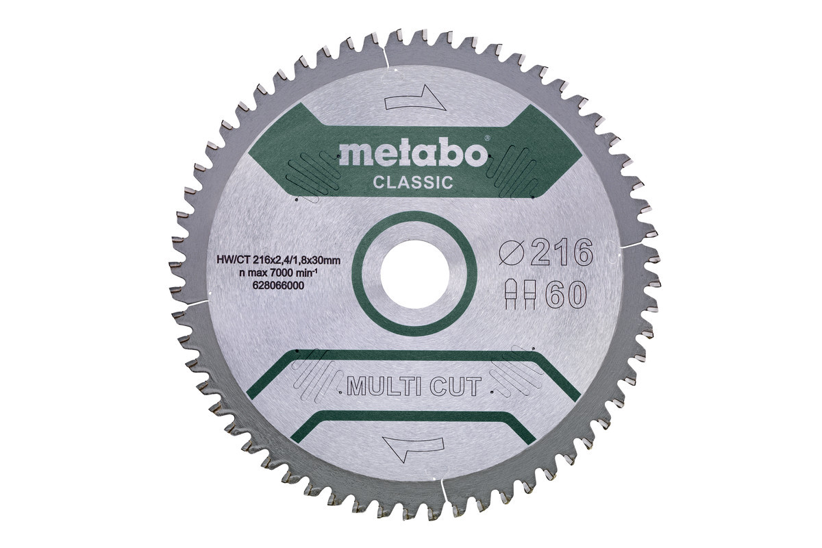 Lame De Scie Circulaire  Classic 216x2.4x30 Mm 60 Dents Fz/tz Metabo